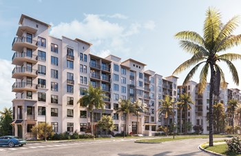 Exterior of the residential building for Indigo West Palm Beach